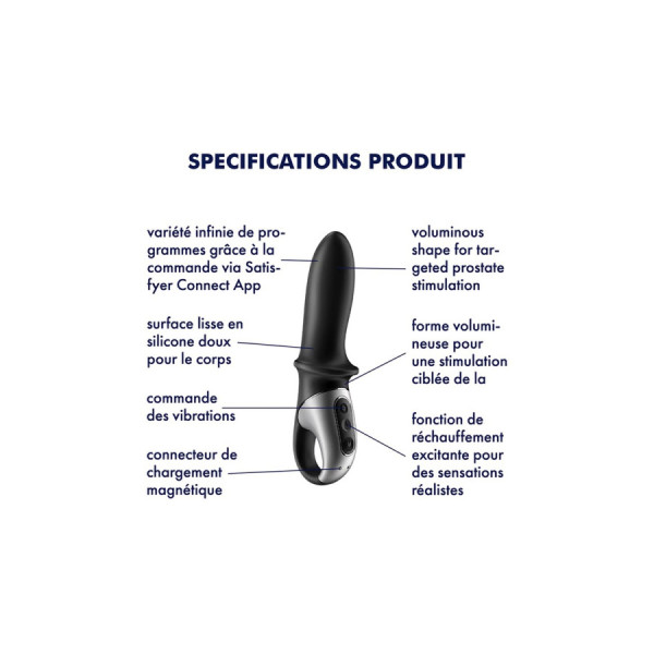 Vibromasseur noir USB, chauffant et connecté Hot Passion Satisfyer 